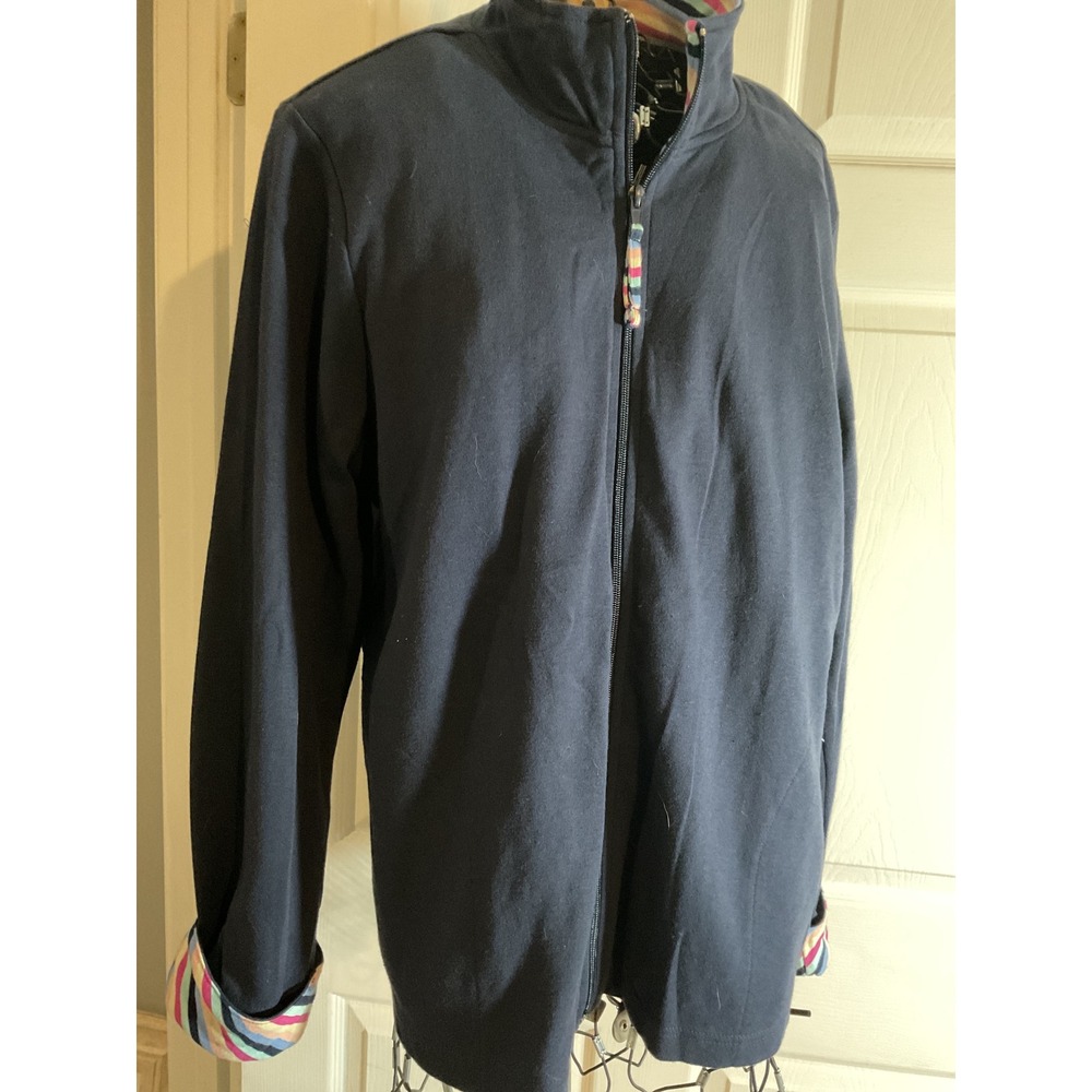 3 pieces Blair Women's Navy Zip Up Jacket Rainbow Stripe Collar Cuffs‎ PL